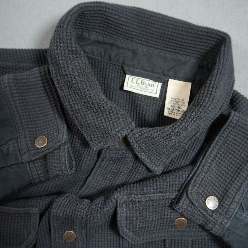 VTG L.L. Bean Waffle Knit 2 Pocket Men Shirt Jacket M Shacket Cabin Retro Skate